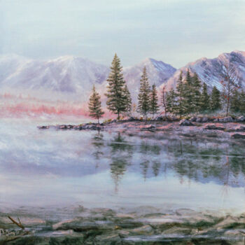 Peinture intitulée "The Lake" par Ruslan Bielian, Œuvre d'art originale, Huile