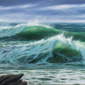 Картина под названием "Power of the ocean" - Ruslan Bielian, Подлинное произведение искусства, Масло