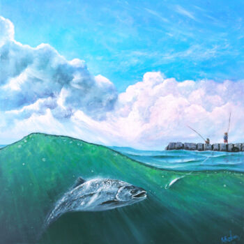 Pittura intitolato "Fishing" da Ruslan Bielian, Opera d'arte originale, Olio