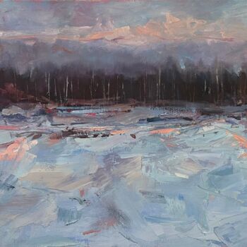 ""Winter Pink Forest…" başlıklı Tablo Ruslan Gubaydullin tarafından, Orijinal sanat, Petrol Ahşap Sedye çerçevesi üzerine mo…