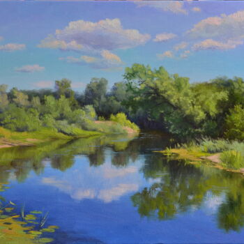 绘画 标题为“Лесная река” 由Ruslan Kiprych, 原创艺术品, 油