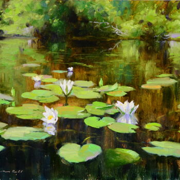Картина под названием "Этюд с лилиями" - Ruslan Kiprych, Подлинное произведение искусства, Масло