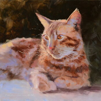 Painting titled "Кот" by Ruslan Kiprych, Original Artwork, Oil