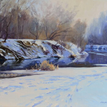 Malarstwo zatytułowany „Зимняя дымка” autorstwa Ruslan Kiprych, Oryginalna praca, Olej