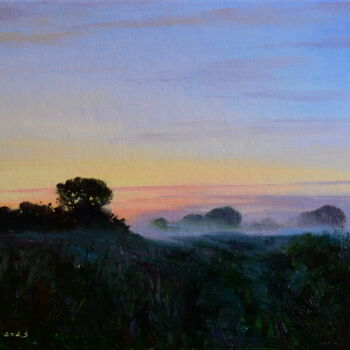 Картина под названием "Утро. Туман стелется" - Ruslan Kiprych, Подлинное произведение искусства, Масло