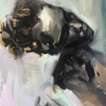 Картина под названием "abstract head" - Ruslan Nikankin, Подлинное произведение искусства, Масло Установлен на Деревянная ра…