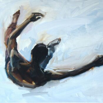 Painting titled "in zero gravity" by Ruslan Nikankin, Original Artwork, Oil Mounted on Wood Stretcher frame