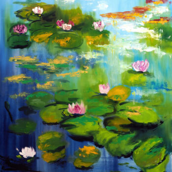 Schilderij getiteld "Water lilies of Mon…" door Ruslana Levandovska, Origineel Kunstwerk, Olie Gemonteerd op Frame voor hout…