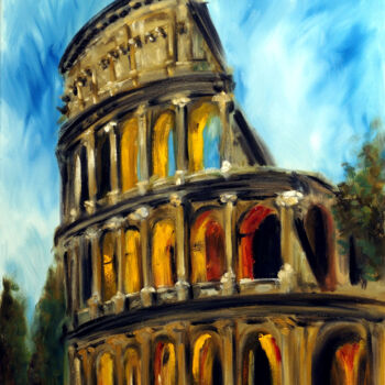 Pittura intitolato "Colosseum" da Ruslana Levandovska, Opera d'arte originale, Olio Montato su Telaio per barella in legno