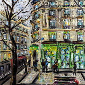 "Laduree at Champs E…" başlıklı Tablo Ruslana Levandovska tarafından, Orijinal sanat, Petrol Ahşap Sedye çerçevesi üzerine m…