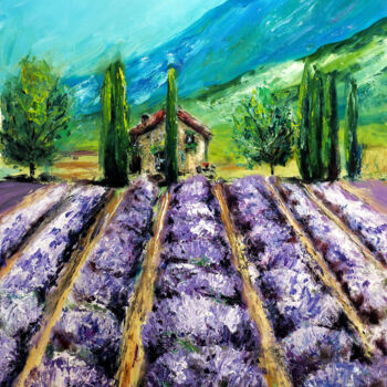 "Lavender Fields, Fr…" başlıklı Tablo Ruslana Levandovska tarafından, Orijinal sanat, Petrol Ahşap Sedye çerçevesi üzerine m…