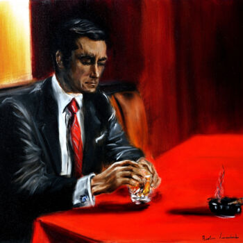 Malarstwo zatytułowany „Man at the Bar” autorstwa Ruslana Levandovska, Oryginalna praca, Olej Zamontowany na Drewniana rama…