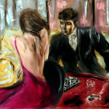 Painting titled "Your Next Move" by Ruslana Levandovska, Original Artwork, Oil Mounted on Wood Stretcher frame