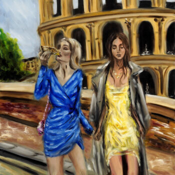 Картина под названием "See you in Rome" - Ruslana Levandovska, Подлинное произведение искусства, Масло Установлен на Деревян…