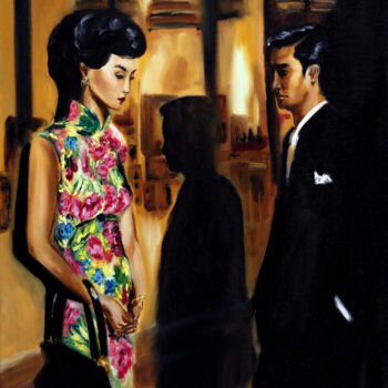 Painting titled "In the Mood for Love" by Ruslana Levandovska, Original Artwork, Oil Mounted on Wood Stretcher frame