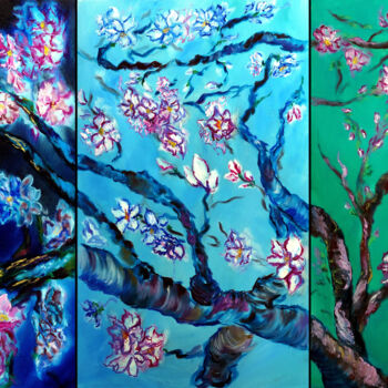 Peinture intitulée "Eternal Blossoms Tr…" par Ruslana Levandovska, Œuvre d'art originale, Huile Monté sur Châssis en bois
