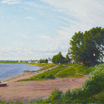 Painting titled "Ветрено на берегу С…" by Ruslan L. Lavrinenko, Original Artwork, Oil