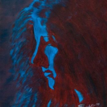 Schilderij getiteld "Golda Meir 1979" door Michele Russolillo, Origineel Kunstwerk, Olie
