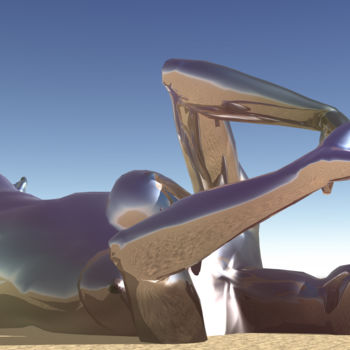 Arte digitale intitolato "Stranded Cyborg" da Russell Newell, Opera d'arte originale, Modellazione 3D