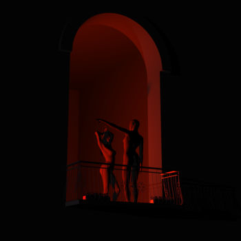 Arte digitale intitolato "Balcony Study" da Russell Newell, Opera d'arte originale, Modellazione 3D