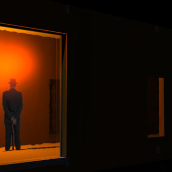Digitale Kunst getiteld "Window Watching" door Russell Newell, Origineel Kunstwerk, 3D-modellering