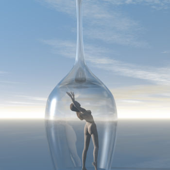 Arte digitale intitolato "Woman and wine glas…" da Russell Newell, Opera d'arte originale, Modellazione 3D