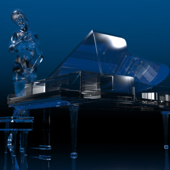 Digitale Kunst mit dem Titel "Glass Piano and Pla…" von Russell Newell, Original-Kunstwerk, 3D Modellierung