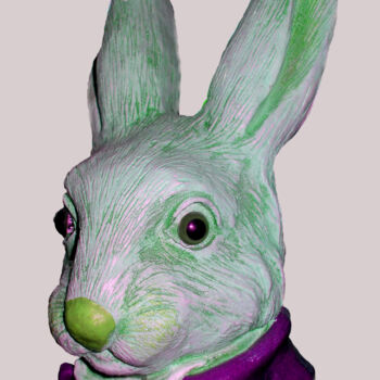 Digitale Kunst getiteld "white-rabbit-head-p…" door Ruta Sevo, Origineel Kunstwerk