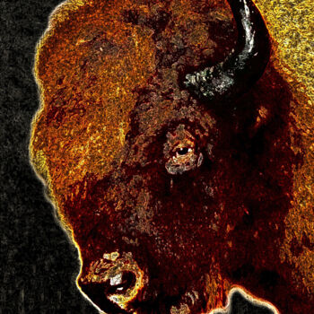 Digitale Kunst mit dem Titel "buffalo-head-abstra…" von Ruta Sevo, Original-Kunstwerk