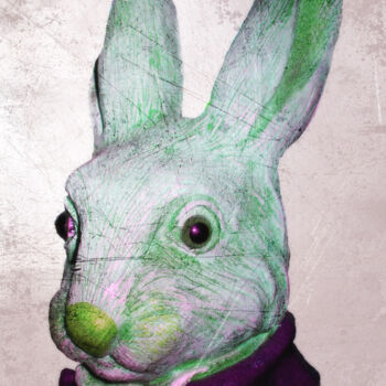 Digital Arts titled "white-rabbit-purple…" by Ruta Sevo, Original Artwork