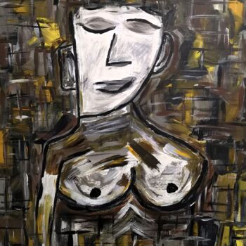 Painting titled "Evelyn" by Rute Carlos, Original Artwork, Acrylic Mounted on Wood Stretcher frame
