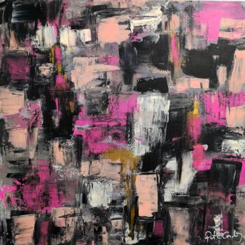 Painting titled "Pink city" by Rute Carlos, Original Artwork, Acrylic Mounted on Wood Stretcher frame