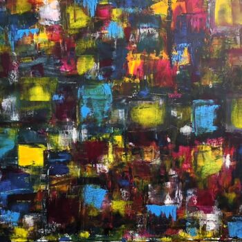 Painting titled "Colorful boxes" by Rute Carlos, Original Artwork, Acrylic Mounted on Wood Stretcher frame