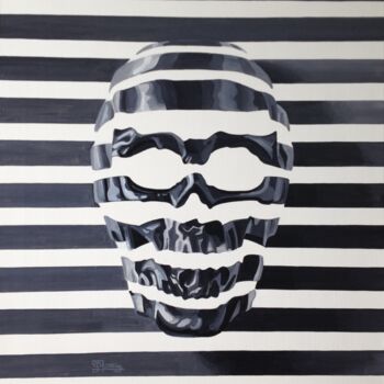 Peinture intitulée "lines skull" par Ruttnig Lionel, Œuvre d'art originale, Huile