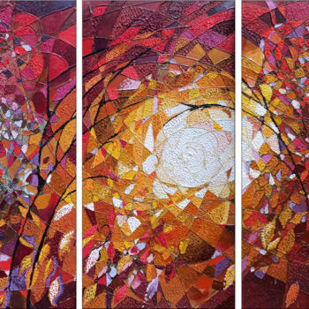 Painting titled "Sun rays - triptych…" by Ruzanna Melqumyan, Original Artwork, Oil Mounted on Wood Stretcher frame