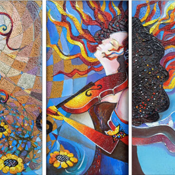 Malerei mit dem Titel "Passion music (90x6…" von Ruzanna Melqumyan, Original-Kunstwerk, Öl Auf Keilrahmen aus Holz montiert