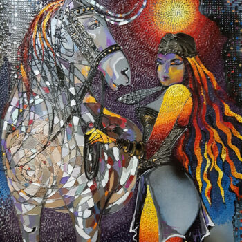 Картина под названием "The rider (60x70cm,…" - Ruzanna Melqumyan, Подлинное произведение искусства, Масло Установлен на Дере…