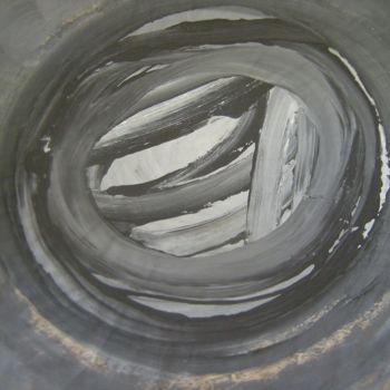 Peinture intitulée "grey circle calligr…" par Ruz Forest, Œuvre d'art originale, Autre