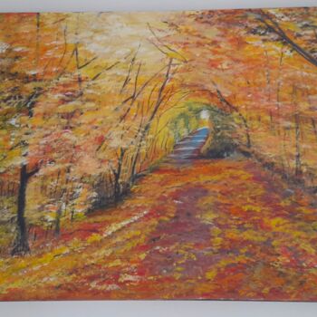 Painting titled "Forêt d'automne" by Rv...Art, Original Artwork, Acrylic