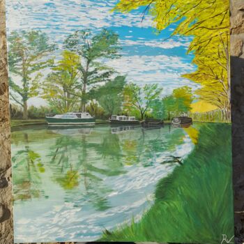 Peinture intitulée "Canal du midi" par Rv...Art, Œuvre d'art originale, Acrylique