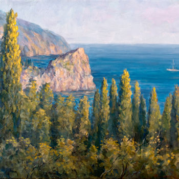 Painting titled "View on the sea." by Ruslan Vigovsky, Original Artwork, Oil