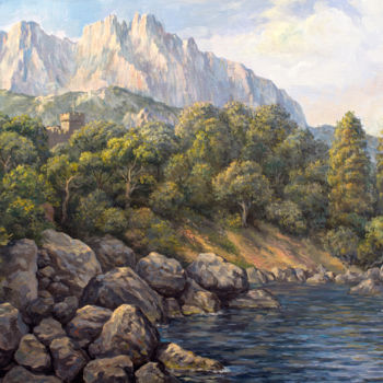 Painting titled "View of the rock" by Ruslan Vigovsky, Original Artwork, Oil