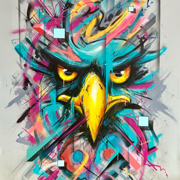 Painting titled "Explosive aigle" by Roko, Original Artwork, Spray paint