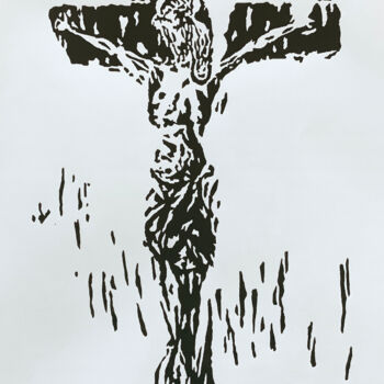 Estampas & grabados titulada "Jesus Crucificado" por Renato Wilmers, Obra de arte original, Linograbados