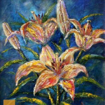 Pittura intitolato "Flower Oil Knife pa…" da Rybakow Fine Art, Opera d'arte originale, Olio