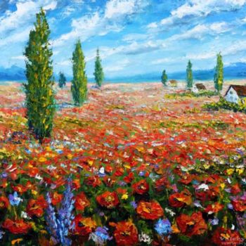 Картина под названием "Flowers oil paintin…" - Rybakow Fine Art, Подлинное произведение искусства, Масло