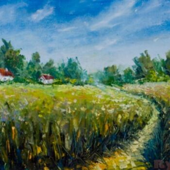 Painting titled "Summer rural landsc…" by Rybakow Fine Art, Original Artwork, Oil