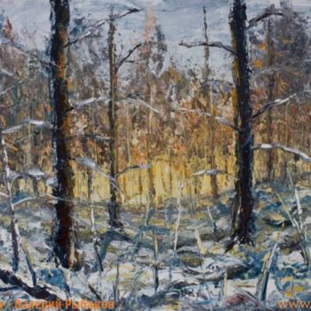 Painting titled "Winter landscape ca…" by Rybakow Fine Art, Original Artwork, Oil