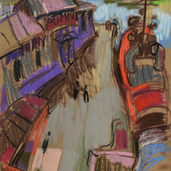 Peinture intitulée "пристань" par Borys Rybinsky, Œuvre d'art originale, Huile