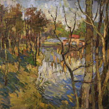 Pittura intitolato "осенний парк" da Borys Rybinsky, Opera d'arte originale, Olio